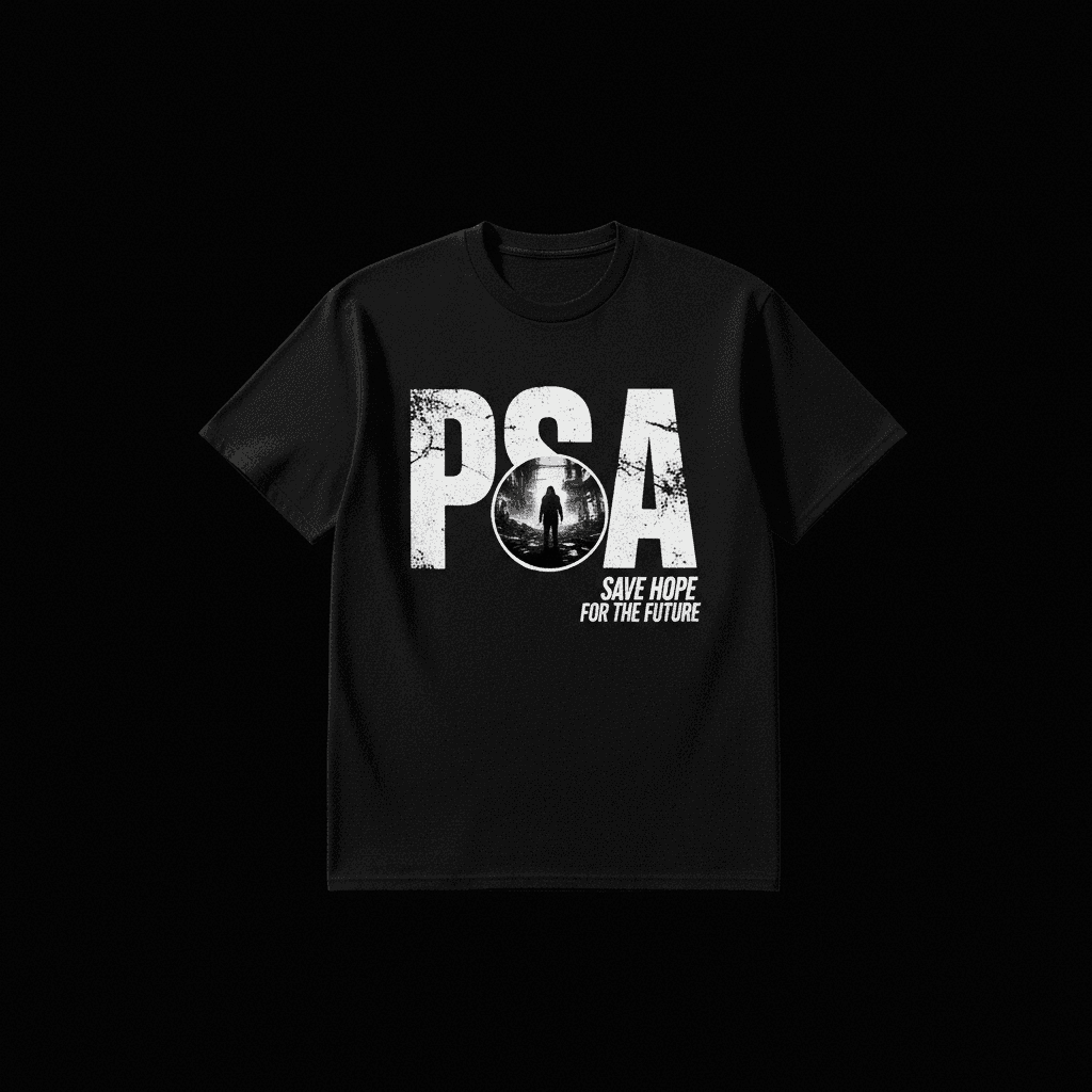 PSA Tee — Black (Front)
